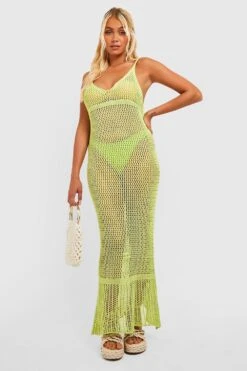 Robe De Plage Longue En Crochet -BOOHO Kleidung Magasin gzz31750 lime xl 2