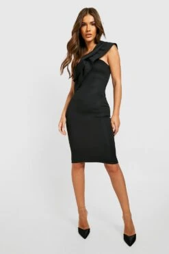 Robe Mi-longue à Volants Et épaules Dénudées