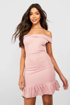 Robe Courte à Volants Et épaules Dénudées -BOOHO Kleidung Magasin gzz32045 blush xl 2