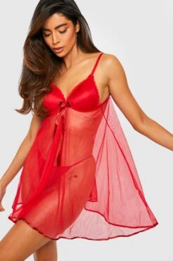 Saint-Valentin - Ensemble De Lingerie Avec Robe Babydoll Push-up Et String