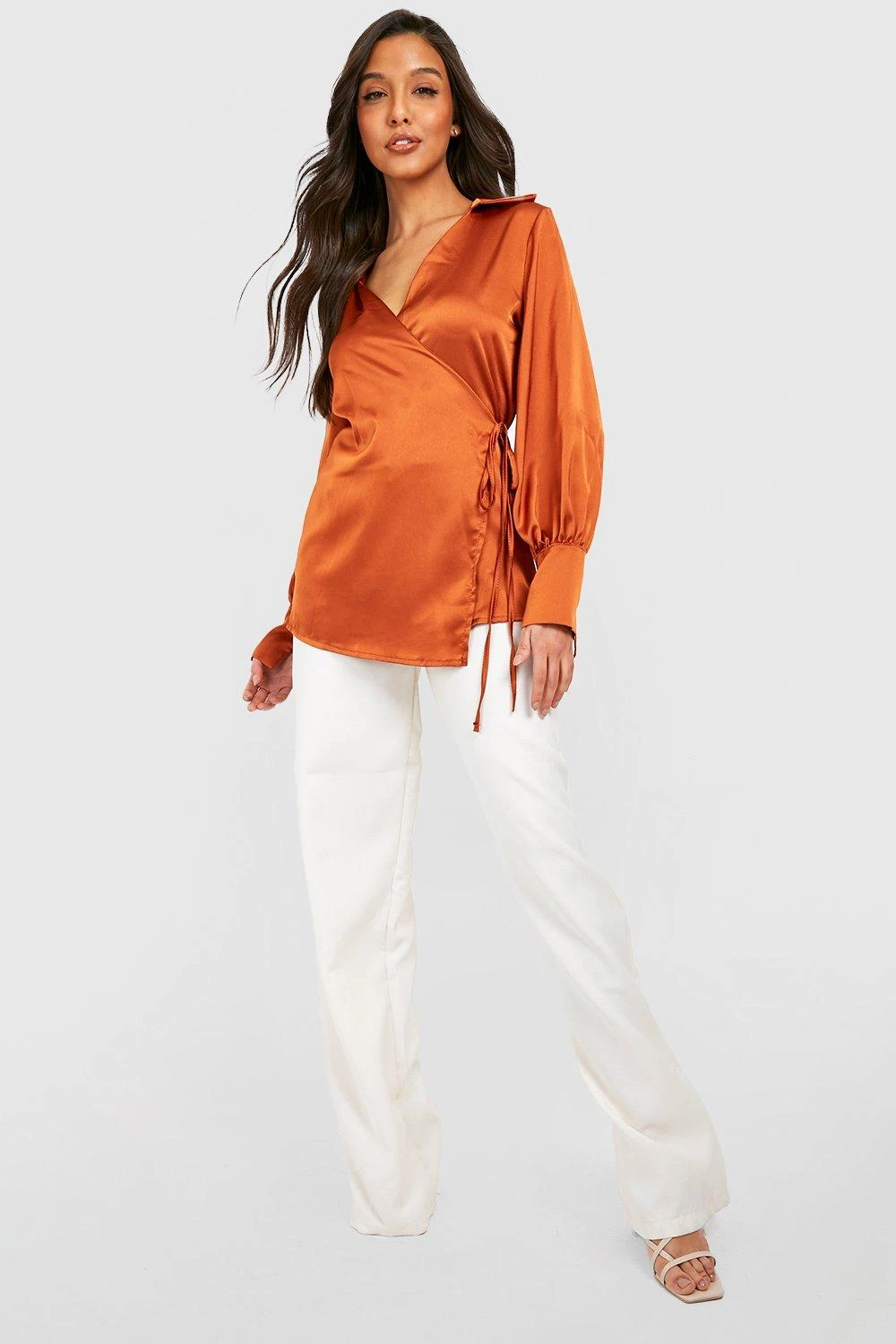 Robe Chemise Satinée à Manches Volumineuses 5 Robe Chemise Satinée à Manches Volumineuses – Image 3