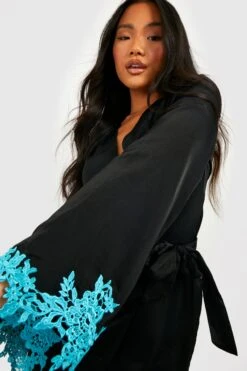 Petite - Robe Portefeuille En Dentelle à Manches évasées -BOOHO Kleidung Magasin gzz32390 black xl 3