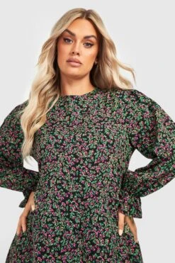 Grande Taille - Robe Mi-longue à Col Rond Et Volants -BOOHO Kleidung Magasin gzz32405 leopard xl 2