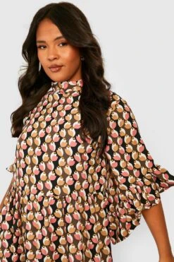 Grande Taille - Robe Chemise Mi-longue à Volants -BOOHO Kleidung Magasin gzz32406 black xl 3