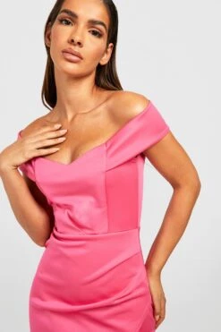 Robe Mi-longue Moulante à épaules Tombantes -BOOHO Kleidung Magasin gzz32482 hot20pink xl 3