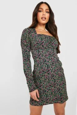 Tall - Robe Moulante Texturée Fleurie -BOOHO Kleidung Magasin gzz32696 black xl 3