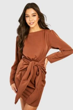 Robe Portefeuille Courte Structurée -BOOHO Kleidung Magasin gzz32738 chocolate xl 2