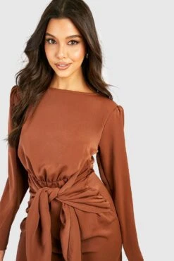 Robe Portefeuille Courte Structurée -BOOHO Kleidung Magasin gzz32738 chocolate xl 3