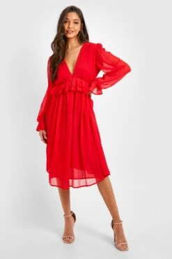 Robe Mi-longue Basique 8 Robe Mi-longue Basique -BOOHO Kleidung Magasin gzz32870 red xl 2