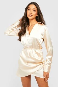 Robe Courte Satinée -BOOHO Kleidung Magasin gzz32892 champagne xl 2