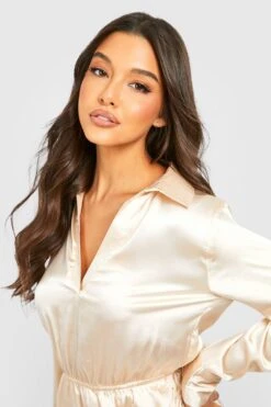 Robe Courte Satinée -BOOHO Kleidung Magasin gzz32892 champagne xl 3