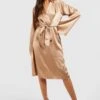 Robe Mi-longue Nouée Satinée à Manches Larges 1 Robe Mi-longue Nouée Satinée à Manches Larges -BOOHO Kleidung Magasin gzz33482 champagne xl