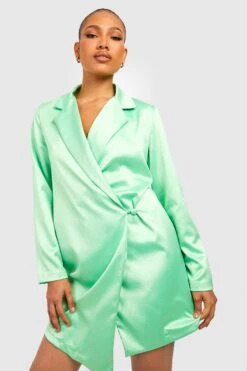 Robe Blazer Cache-cœur Satinée 9 Robe Blazer Cache-cœur Satinée -BOOHO Kleidung Magasin gzz33495 lime xl 3
