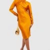 Robe Mi-longue Satinée Dos Nu -BOOHO Kleidung Magasin gzz33500 marigold xl