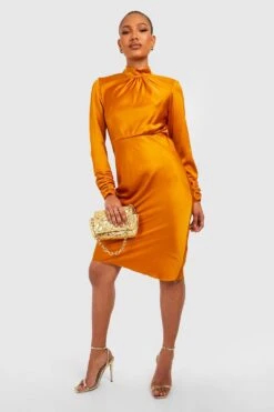 Robe Mi-longue Satinée Dos Nu -BOOHO Kleidung Magasin gzz33500 marigold xl 2