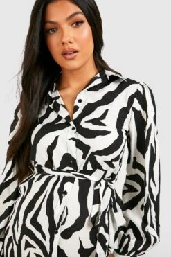 Maternité - Robe Chemise De Grossesse Imprimée 9 Maternité - Robe Chemise De Grossesse Imprimée -BOOHO Kleidung Magasin gzz33663 black xl 3
