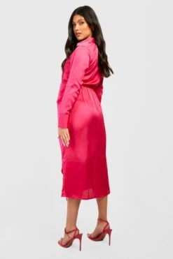 Maternité - Robe De Grossesse Satinée -BOOHO Kleidung Magasin gzz33677 hot20pink xl 1