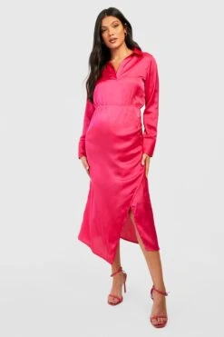 Maternité - Robe De Grossesse Satinée -BOOHO Kleidung Magasin gzz33677 hot20pink xl 2