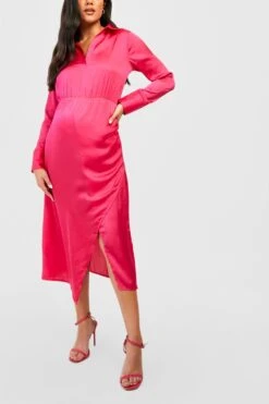 Maternité - Robe De Grossesse Satinée -BOOHO Kleidung Magasin gzz33677 hot20pink xl 3