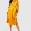 Maternité - Robe De Grossesse Patineuse Satinée -BOOHO Kleidung Magasin gzz33742 mustard xl