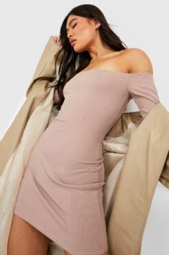 Robe Moulante à Col Bateau Et Manches Longues -BOOHO Kleidung Magasin gzz34117 stone xl 3