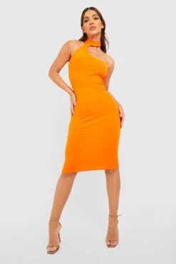 Robe Mi-longue à Col Montant Et Découpe -BOOHO Kleidung Magasin gzz34141 orange xl 2