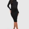 Maternité - Robe De Grossesse Texturée à Col Cheminée -BOOHO Kleidung Magasin gzz34228 black xl