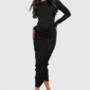 Maternité - Robe De Grossesse Froncée Texturée -BOOHO Kleidung Magasin gzz34235 black xl