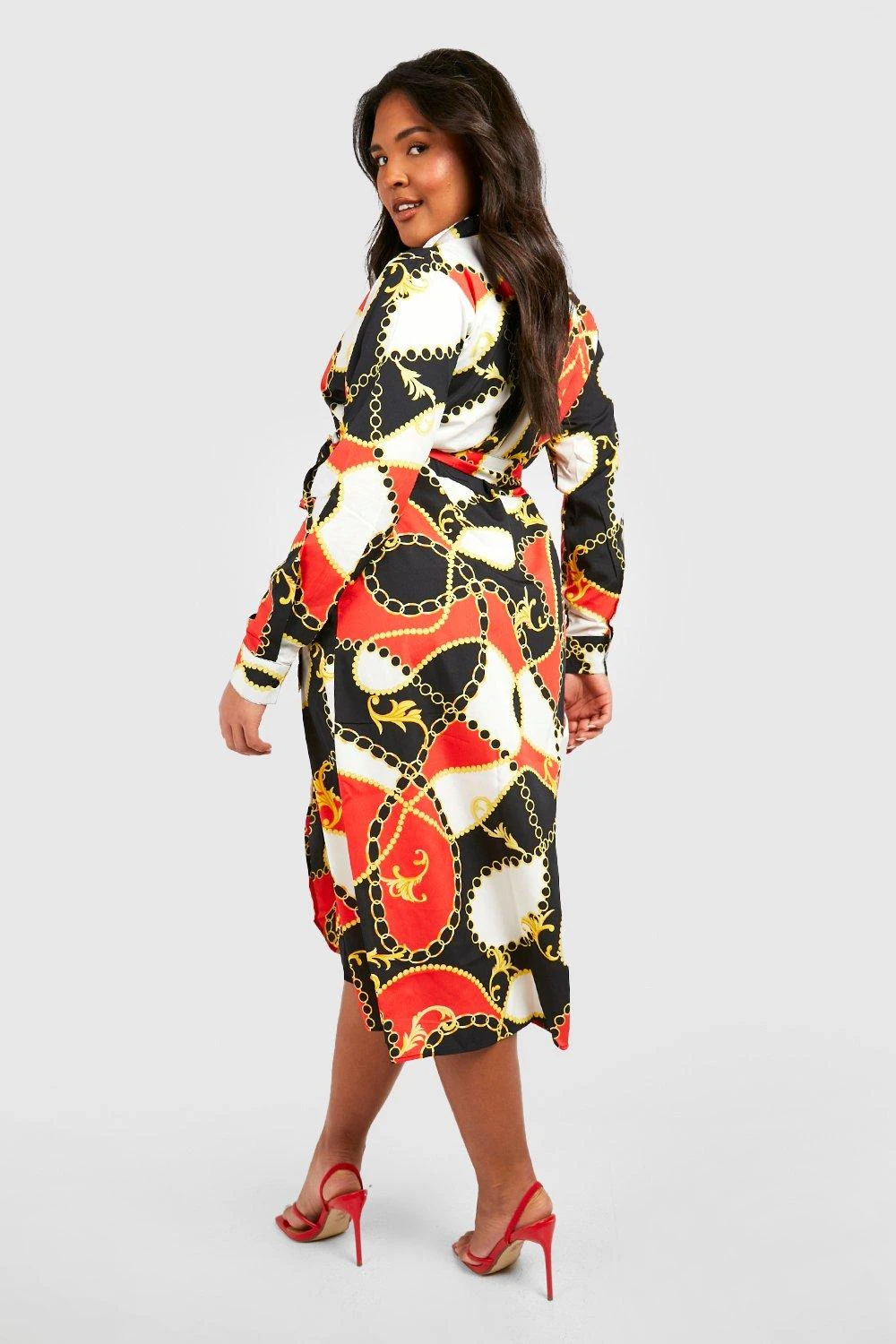 Grande Taille - Robe Portefeuille Mi-longue Imprimée 4 Grande Taille - Robe Portefeuille Mi-longue Imprimée – Image 2