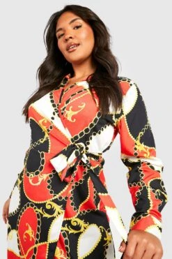 Grande Taille - Robe Portefeuille Mi-longue Imprimée 9 Grande Taille - Robe Portefeuille Mi-longue Imprimée -BOOHO Kleidung Magasin gzz34577 black xl 3