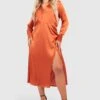 Grande Taille - Robe Mi-longue Satinée -BOOHO Kleidung Magasin gzz34587 rust xl