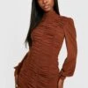 Robe Moulante En Mesh à Col Montant -BOOHO Kleidung Magasin gzz34621 chocolate xl