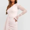 Robe Asymétrique Pailletée Froncée En Mesh -BOOHO Kleidung Magasin gzz34622 blush xl