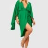 Robe Mi-longue Satinée Capée -BOOHO Kleidung Magasin gzz34891 green xl