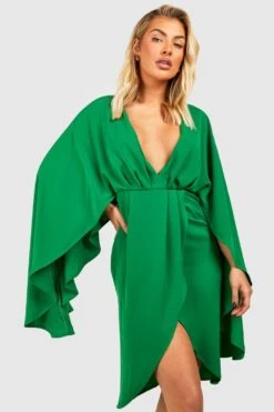 Robe Mi-longue Satinée Capée -BOOHO Kleidung Magasin gzz34891 green xl 2