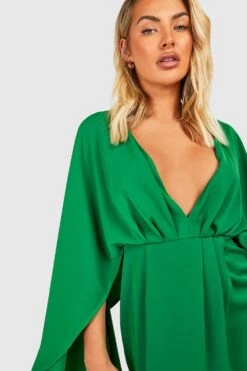 Robe Mi-longue Satinée Capée -BOOHO Kleidung Magasin gzz34891 green xl 3