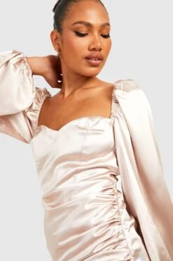 Robe Portefeuille Satinée à Manches Tombantes -BOOHO Kleidung Magasin gzz34906 champagne xl 3