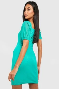 Robe Courte Basique En Mesh à Manches Bouffantes -BOOHO Kleidung Magasin gzz35064 bright20green xl 1