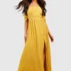 Robe Longue Plissée à Col Bateau -BOOHO Kleidung Magasin gzz35377 mustard xl