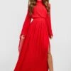 Robe Longue Plissée à Col Montant -BOOHO Kleidung Magasin gzz35378 red xl