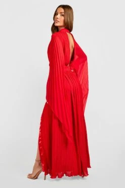Robe Longue Plissée à Col Montant 7 Robe Longue Plissée à Col Montant -BOOHO Kleidung Magasin gzz35378 red xl 1