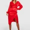 Robe Cache-cœur Mi-longue Satinée -BOOHO Kleidung Magasin gzz35590 red xl