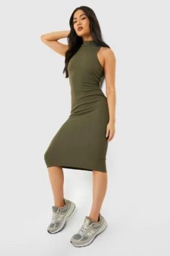 Robe Mi-longue Moulante à Dos Nageur -BOOHO Kleidung Magasin gzz35912 olive xl 2