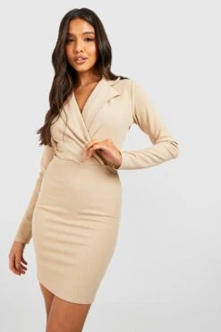 Robe Portefeuille Courte à Manches Longues