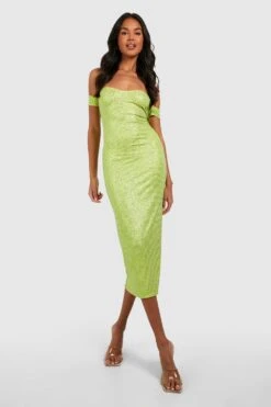 Robe Pailletée à épaules Dénudées -BOOHO Kleidung Magasin gzz36776 lime xl 2