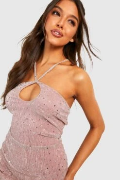 Robe Mi-longue Pailletée à Découpe -BOOHO Kleidung Magasin gzz36784 blush xl 3