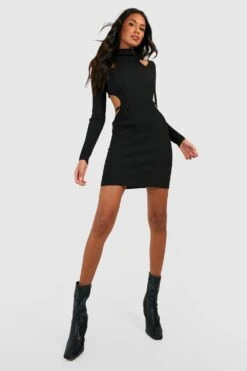 Robe Courte à Col Montant Et Bretelles -BOOHO Kleidung Magasin gzz36914 black xl 2