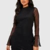 BOOHOO Petite - Robe Courte En Mesh à Col Montant -BOOHO Kleidung Magasin gzz37027 black xl