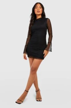 BOOHOO Petite - Robe Courte En Mesh à Col Montant 8 BOOHOO Petite - Robe Courte En Mesh à Col Montant -BOOHO Kleidung Magasin gzz37027 black xl 2