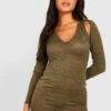 Petite - Robe En Maille à Découpes -BOOHO Kleidung Magasin gzz37256 khaki xl
